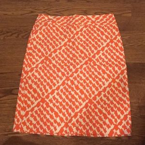 JCrew -Size 2 Orange and White Pencil Skirt